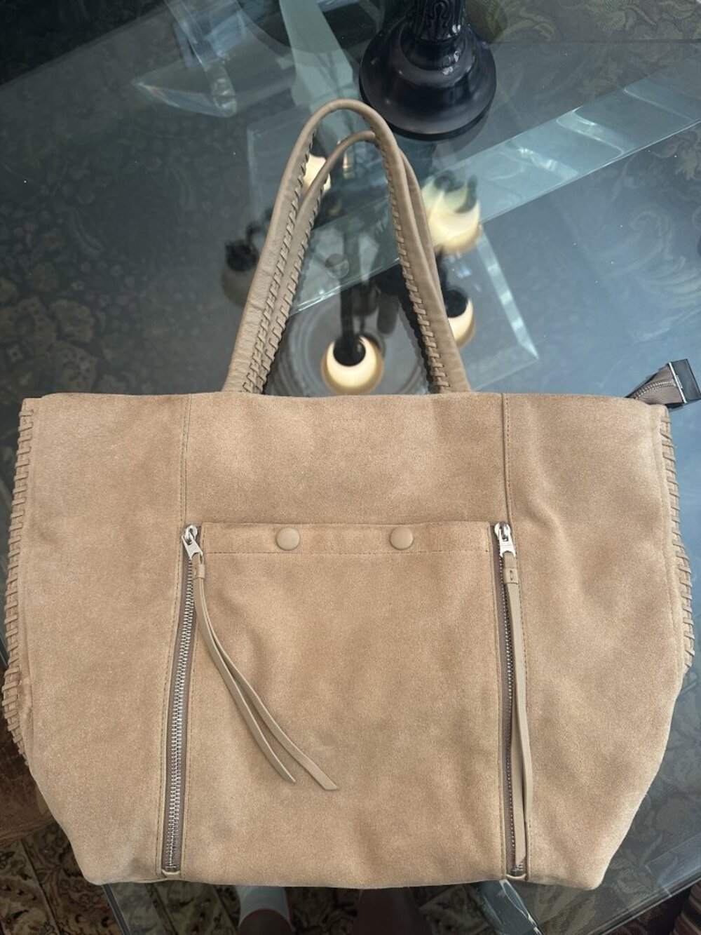 All Saints Cream Leather Bag